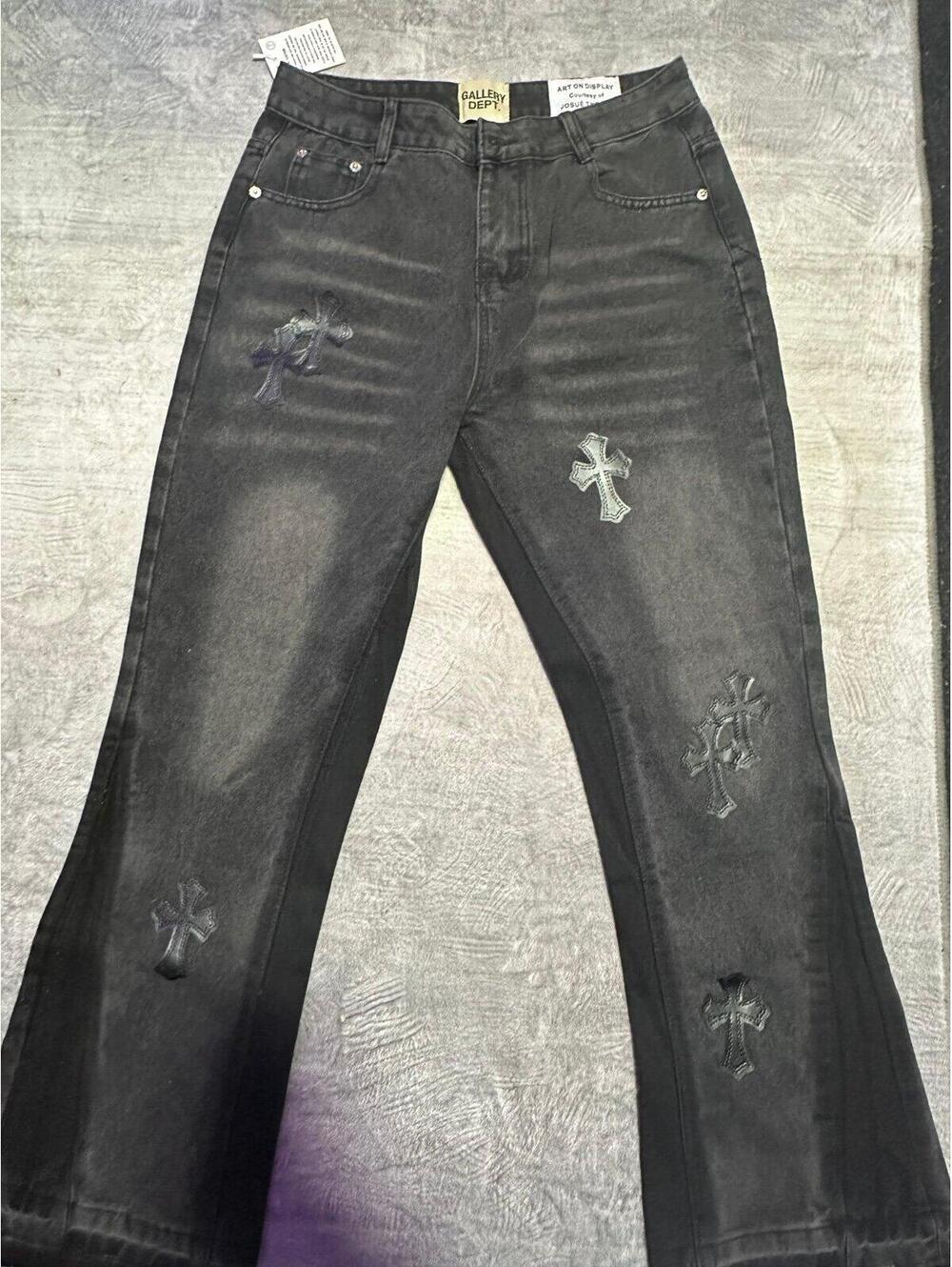 Chruch Chrome Hearts Black Denim Jeans Cross Patch Alt Rock SIZE: MEDIUM